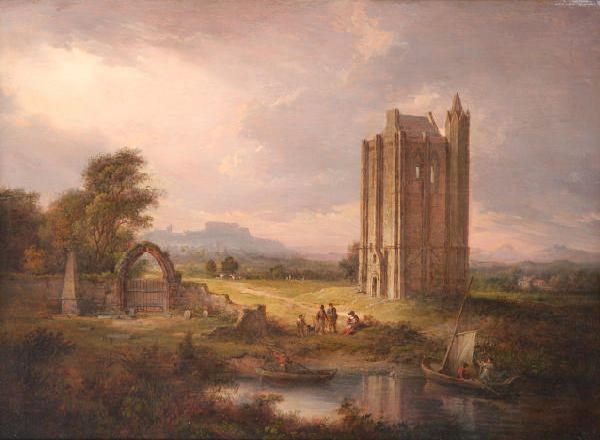 Alexander Nasmyth (1785-1840) "Kambuskenneth Tower, with Stirling Castle in the Distance" 45 x 61cm (17 3/4 x 24in).