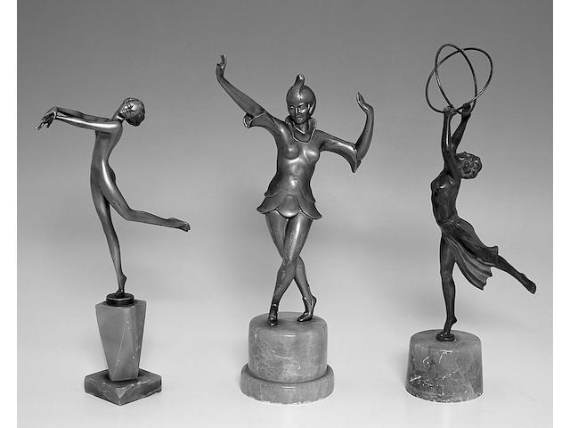 A Lorenzl painted bronze figure of a naked young female,