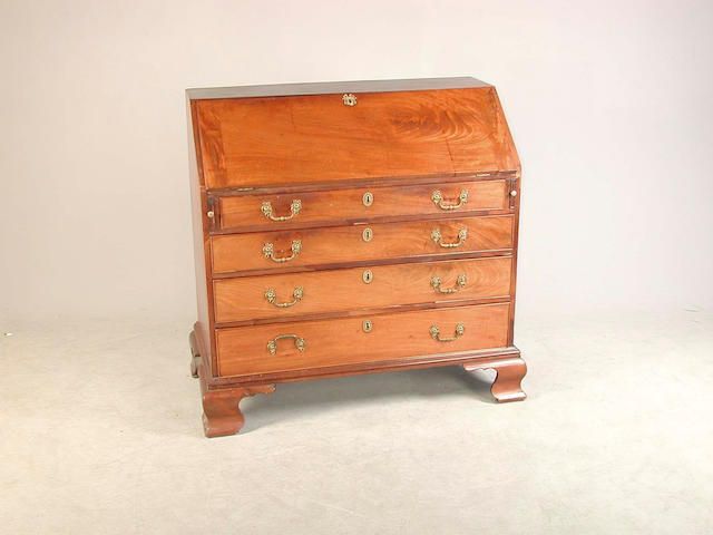 A George III mahogany bureau 106 cm. wide x 53 cm. deep x 108 cm. high
