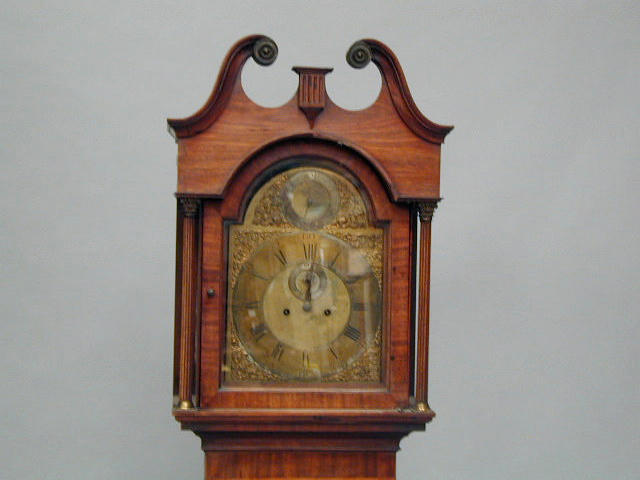 Hindley, York; A George III mahogany longcase clock, 250cm.