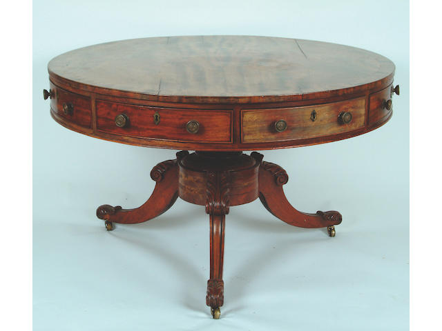 A William IV mahogany drum table,