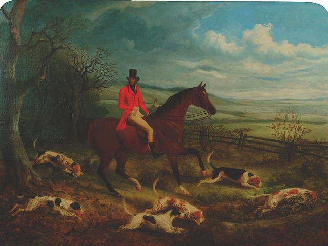 J T Meggeson A gentleman hunting with hounds,