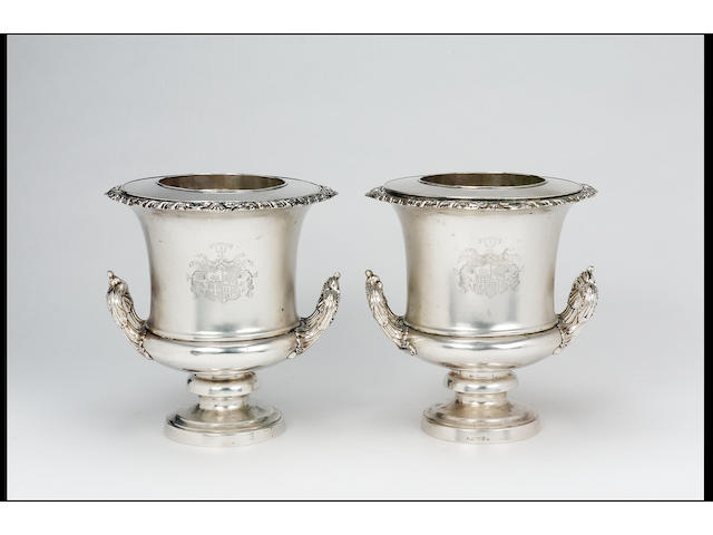A pair of George IV wine coolers by Matthew Boulton & Co., Birmingham, 1820,