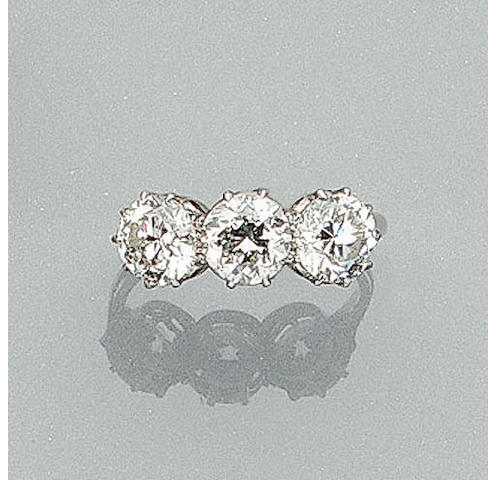 A three stone diamond ring