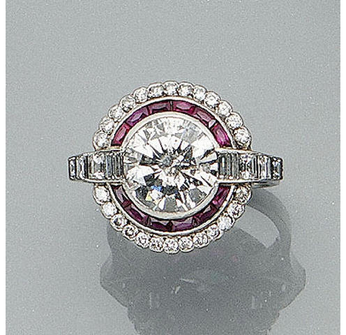 A diamond and ruby dress ring