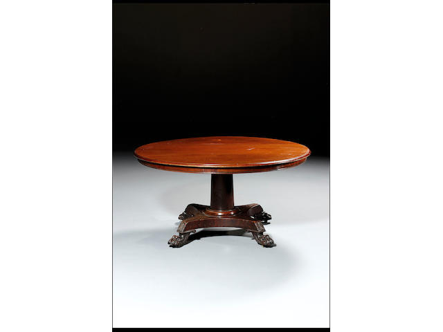 A late George IV mahogany breakfast table 151cm wide x 74cm high