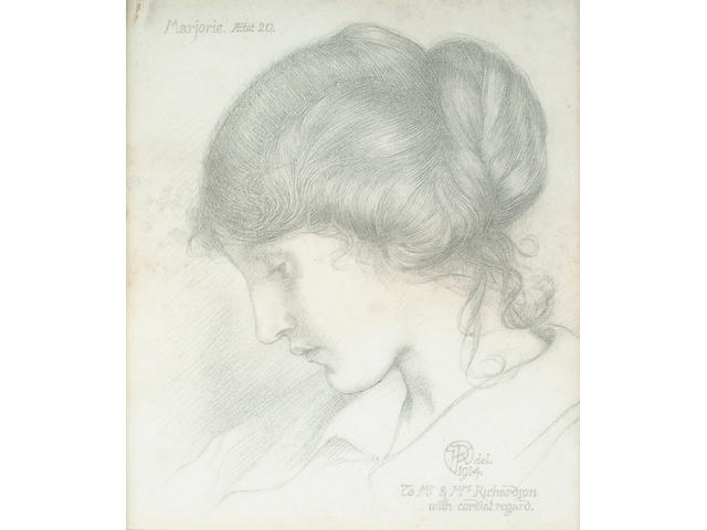 English School, Early 20th Century, Portrait of Marjorie Richardson 26.5 x 23 cm.