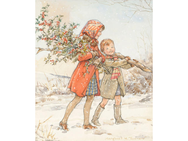 Margaret Winfred Tarrant (British, 1888-1959) White Christmas 15 x 12.5 cm, unframed.