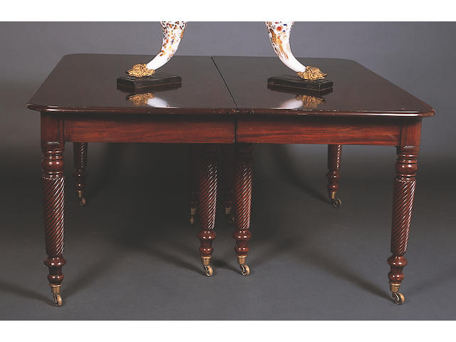 A George IV mahogany pull-out extending dining table, see iII without leaves