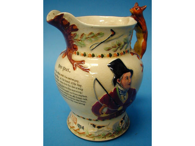 A figural salt glazed jug,