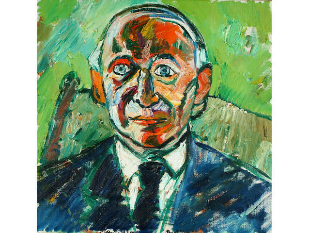 John Bratby (British, 1928-1992) Portrait of Sir Bernard Lovell 45.5 x 45.5 cm.