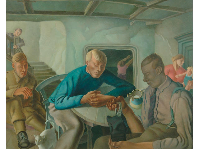 Harry Epworth Allen R.B.A., P.S. (1894-1958) "The Air-Raid Shelter" 49 x 61cm