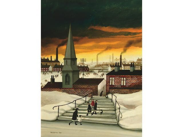 Brian Shields (Braaq) (20th Century)  "An Industrial Street Scene"  59.5 x 44cm