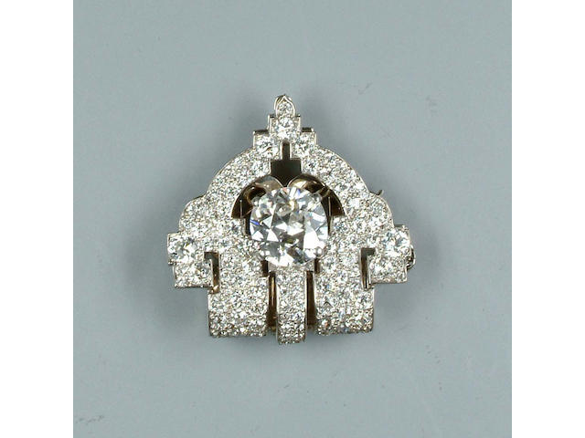 An art deco diamond clip,