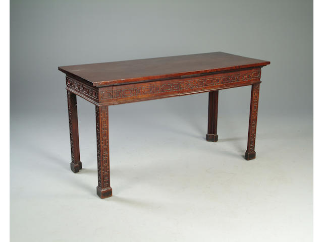 A George III mahogany blind fret carved serving table