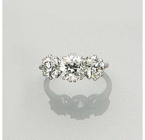 A diamond three-stone ring