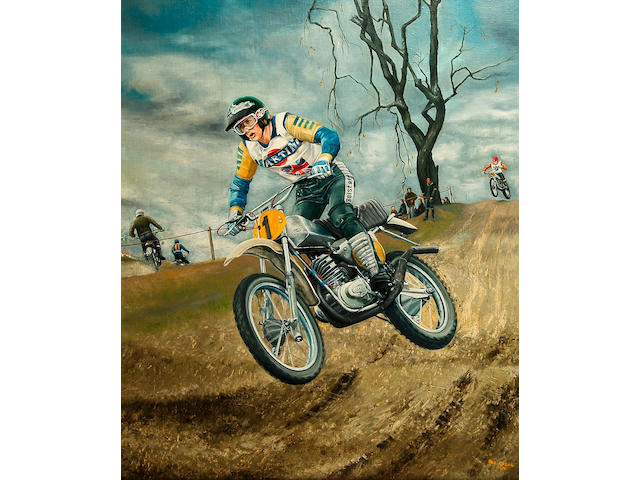 Rod Organ - a painting of 500cc Motocross Championship winner Graham Noyce,
