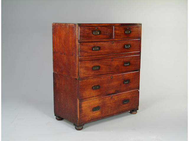 A Victorian mahogany military chest