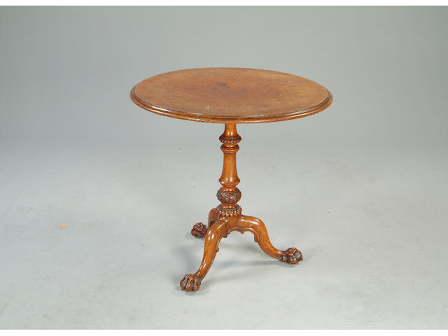 A Victorian pollard oak tripod table
