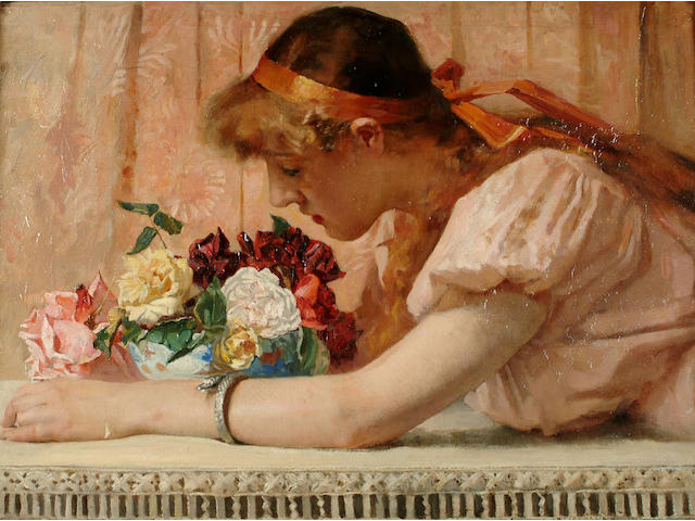 English School, 19th Century, The scent of the roses, 44 x 59cm