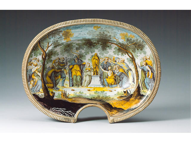 A rare Siena or Bassano barber's bowl circa 1730-40