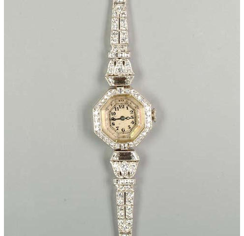 An art deco diamond wristwatch