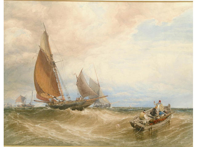 William Roxby Beverley (1811-1889) "Fresh Breeze - Fishing Smack Making for Port" 63 x 83cm