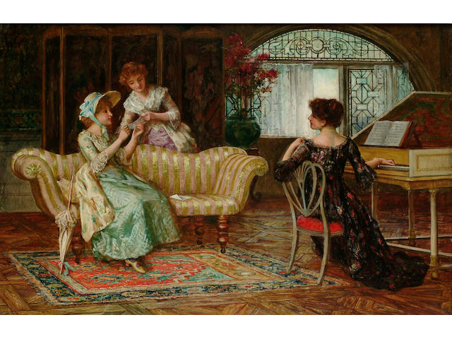 Francis Sydney Muschamp (British, 1851-1929) The recital 49 x 75 cm