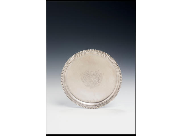 A good William and Mary tazza or footed salver by Benjamin Pyne, 1692, fully marked to top where maker's mark is rubbed, the foot clearly struck with maker's mark only,