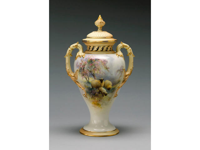 A Royal Worcester vase and cover by Harry Davis dated for 1910