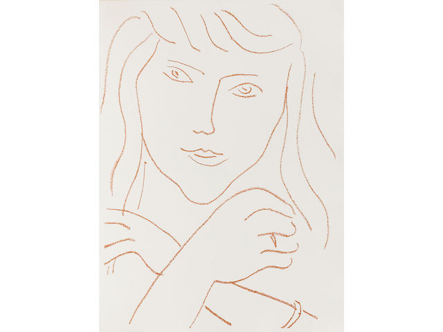 Henri Matisse Visages The volume, 1946, loosely bound with title, text and the complete set of 8 images printed in sanguine, signed by the artist and author in pencil, on the justification page, unnumbered, published by Les Editions du Chene, with the original folders; in good condition, 333mm x 250mm (13 1/8in x 9 3/4in)(vol)