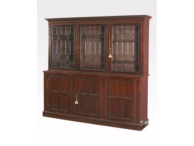 An Edwardian mahogany and boxwood line inlaid bookcase,