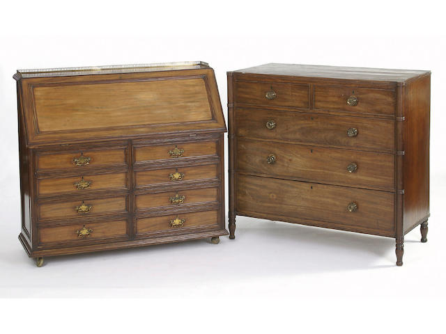 An Edwardian mahogany bureau,