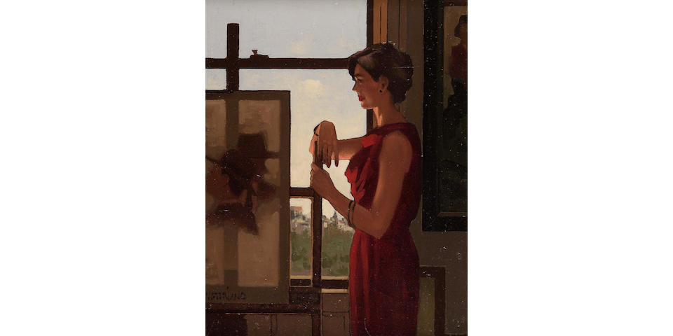Jack Vettriano OBE (b1954) "Model by the easel" (1993) 46 x 36cm (18x14")