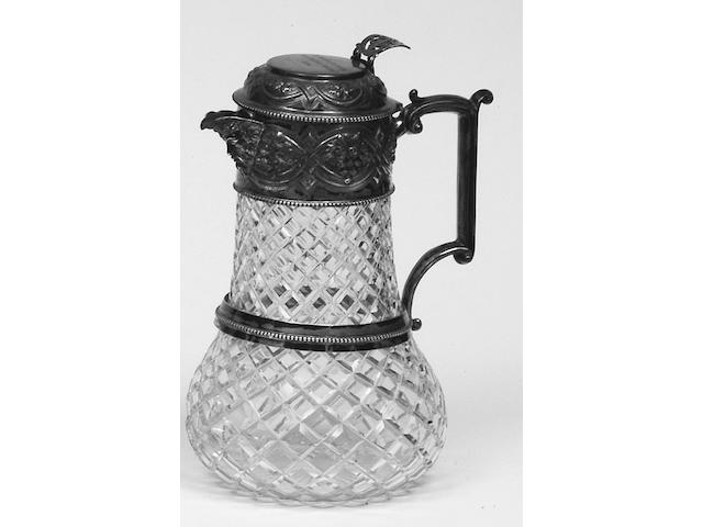 A late Victorian silver mounted glass claret jug, by William and George Sissons, Sheffield 1886,