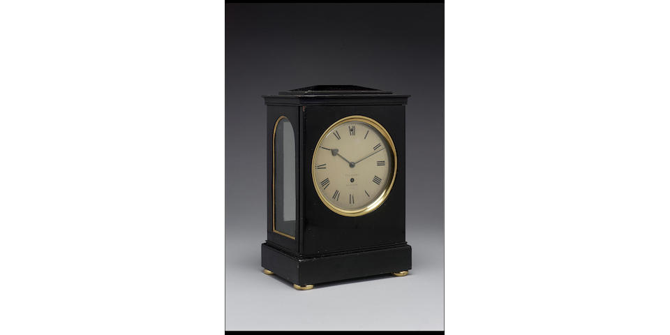 A good early 19th century ebony veneered library timepiece with interesting provenance Vulliamy, No.832