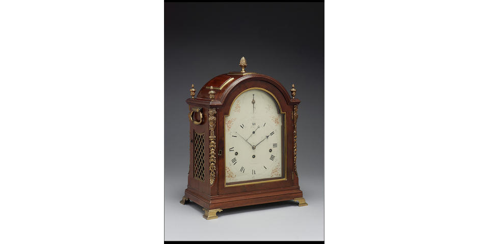 A very fine and rare late 18th century brass bound triple pad top quarter chiming domestic table regulator with Berthoud type detent escapement Thomas Reid, Edinburgh