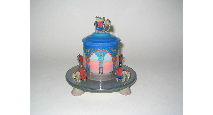 'Indian Elephants' A Lidded Box