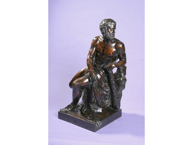 A 19th Century bronze figure of Hercules,