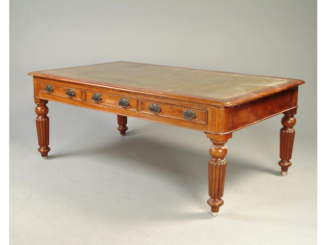 A Victorian mahogany partners library table