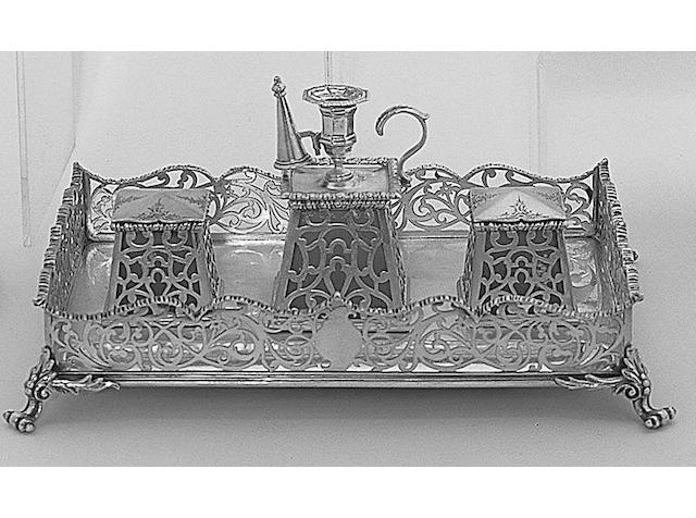 An early Victorian inkstand, by Charles & George Fox, 1850,