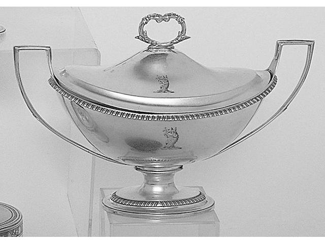A pair of George III twin handled sauce tureens, by William Pitts, 1800,