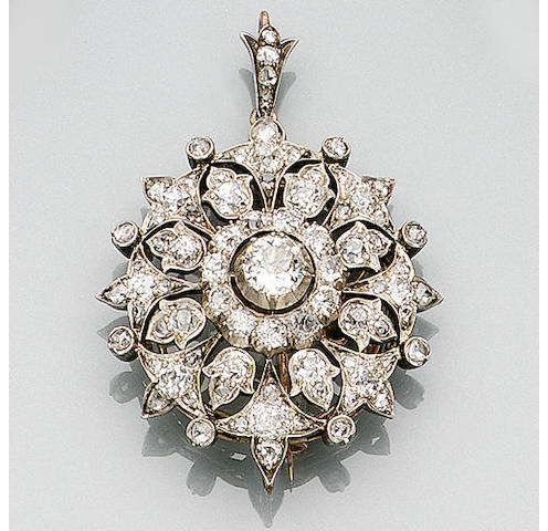 A late Victorian diamond brooch/pendant