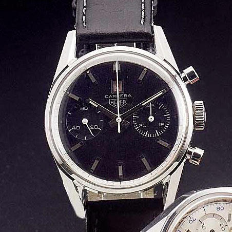 Heuer. A rare stainless steel chronograph calendar wristwatch'Carrera' 1960s