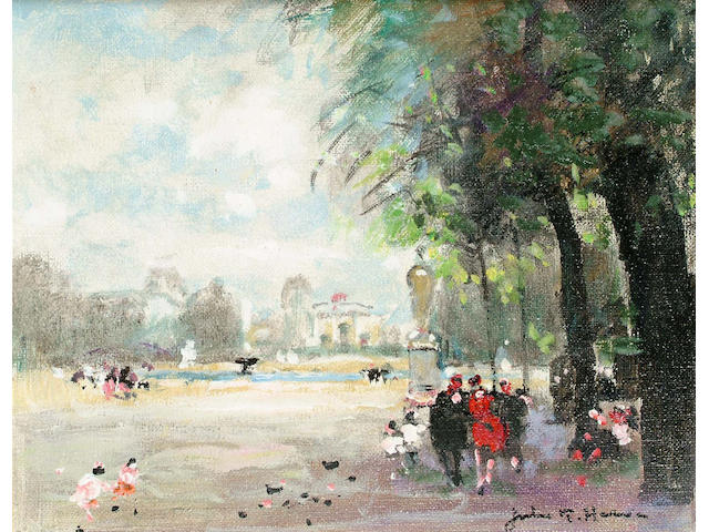 Jules R.Herve (French, 1887-1981) Tuileries 22 x 27cm.