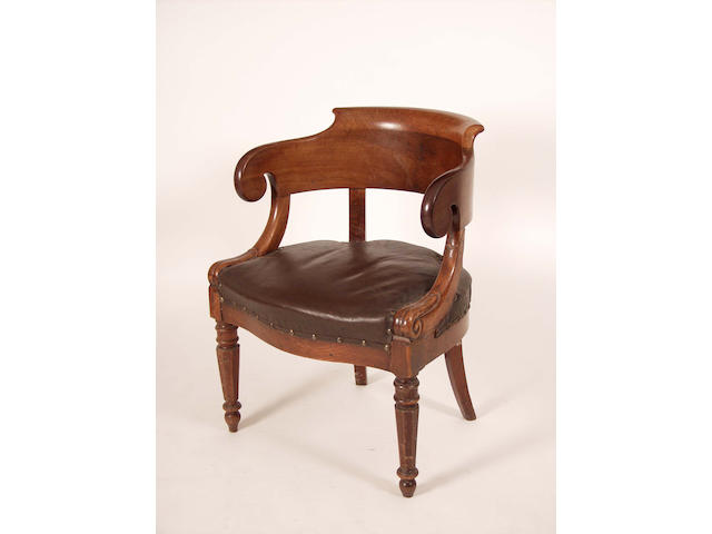 An early Victorian mahogany tub chair,