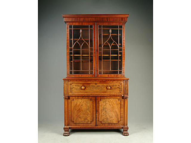 A William IV mahogany secretaire bookcase