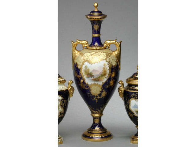 A good Coalport vase and cover by Edward Ball,