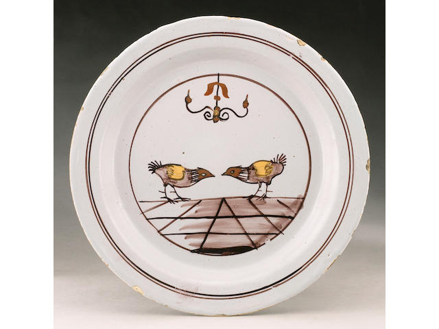 A rare London delft plate mid 18th century
