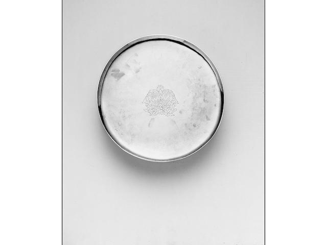 An early 18th Century Belgian footed salver or tazza, Maker's mark unidentified, Mons, date letter "S", probably for 1713/14,